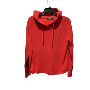 Lauren Ralph Lauren Hooded Long Sleeve Waffle Knit Pullover Sweater Size L